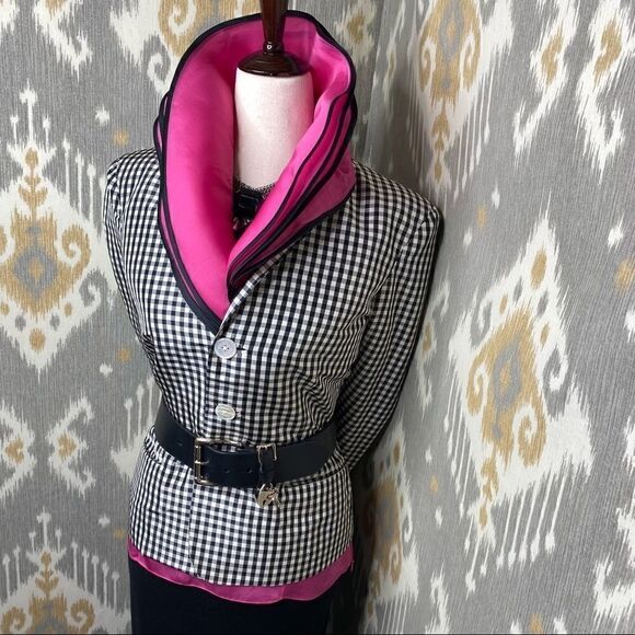 Ralph Lauren Spring Runway 2000 Black & White Gingham Silk Shantung Jacket - Picture 4 of 16